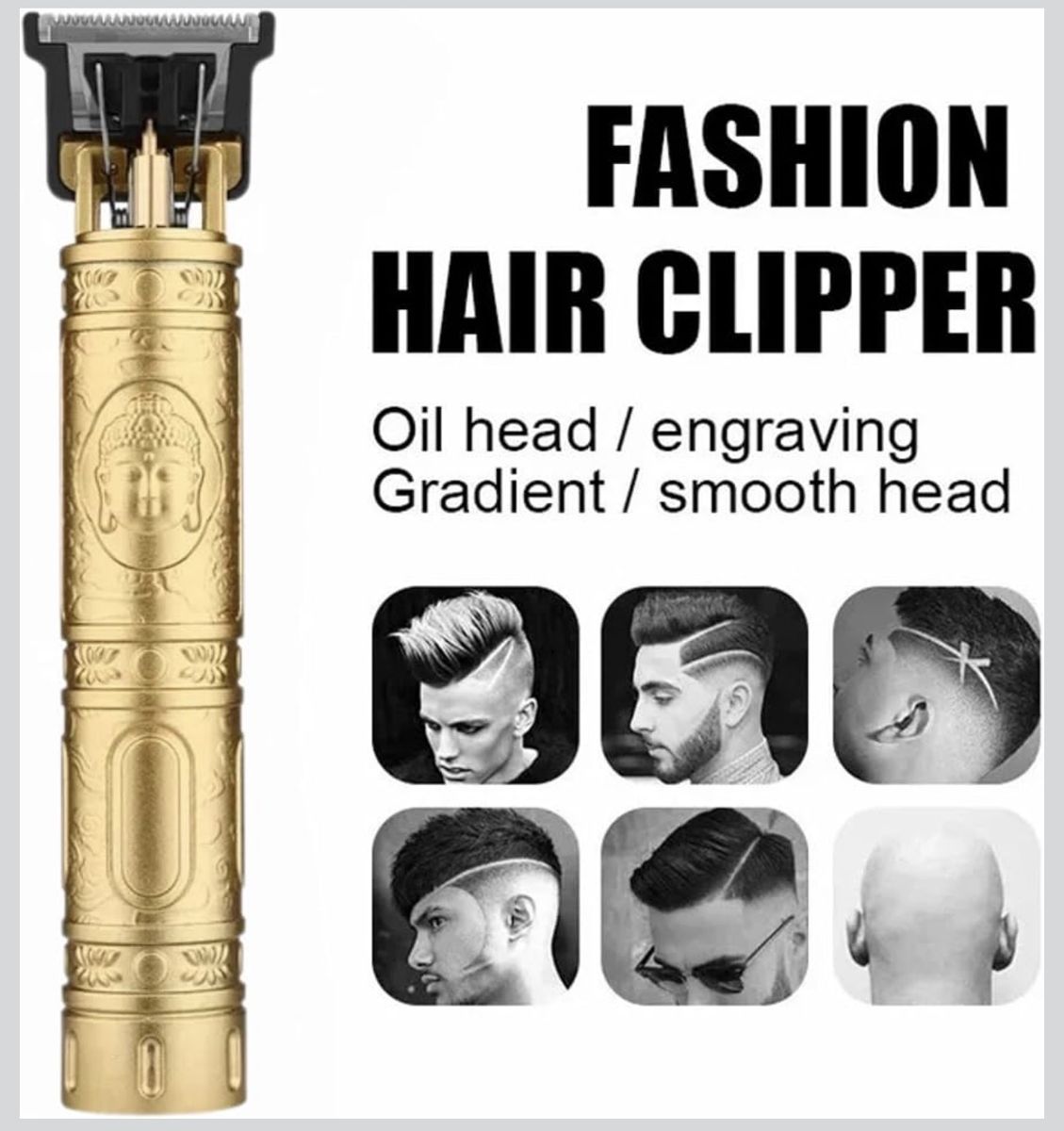 Cordless Buddha Hair Trimmer & Clipper Set with USB Charger and Guard Combs