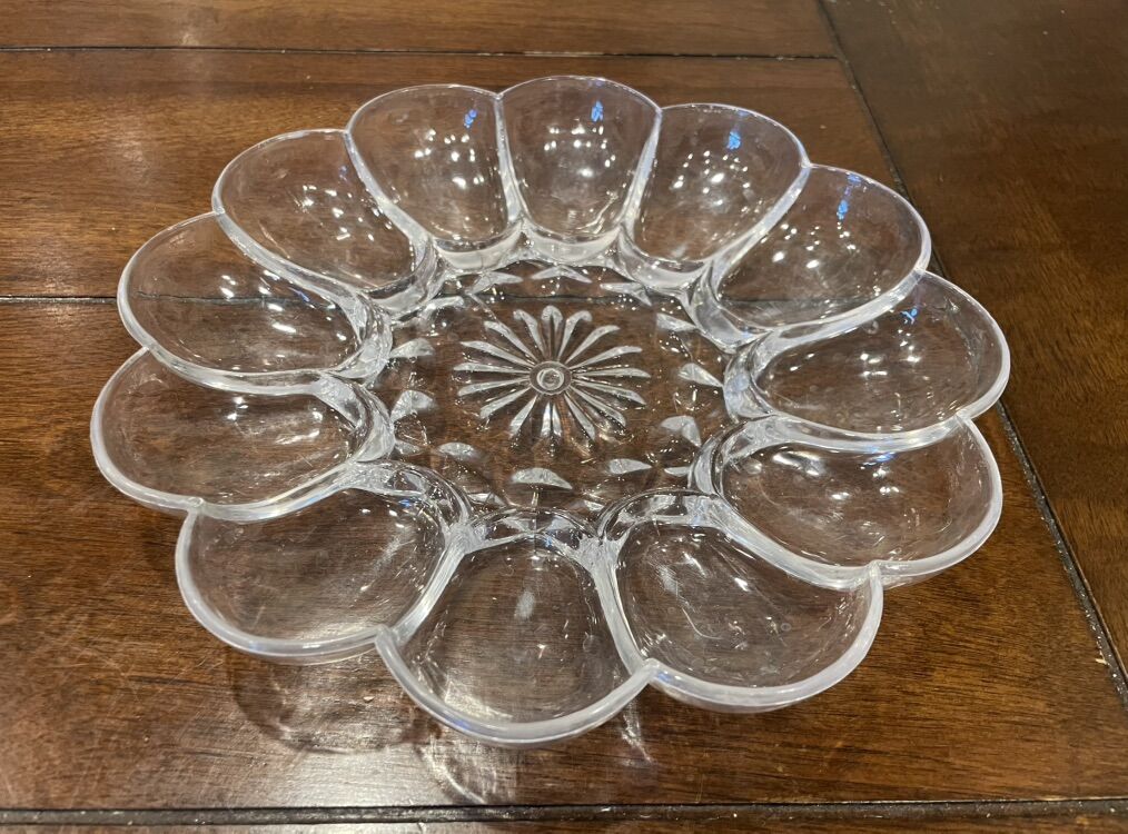 Vintage Heavy Clear Plastic Deviled Egg Plate