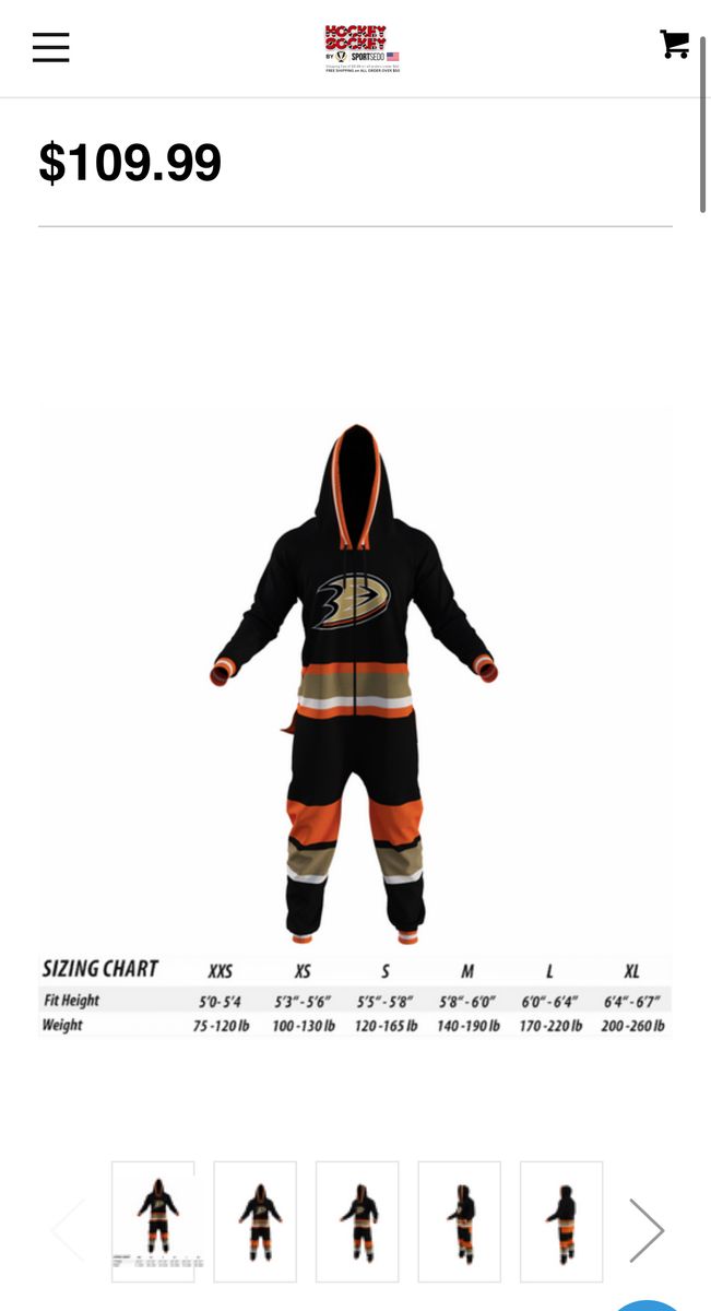 Hockey Sockey Anaheim Ducks NHL Onesie – Large