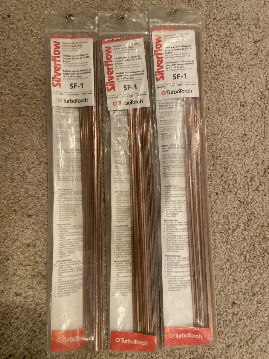 TurboTorch Silverflow SF-1 Lead-Free Brazing Rods - 2-15% Silver Solder Substitute (3-Pack)