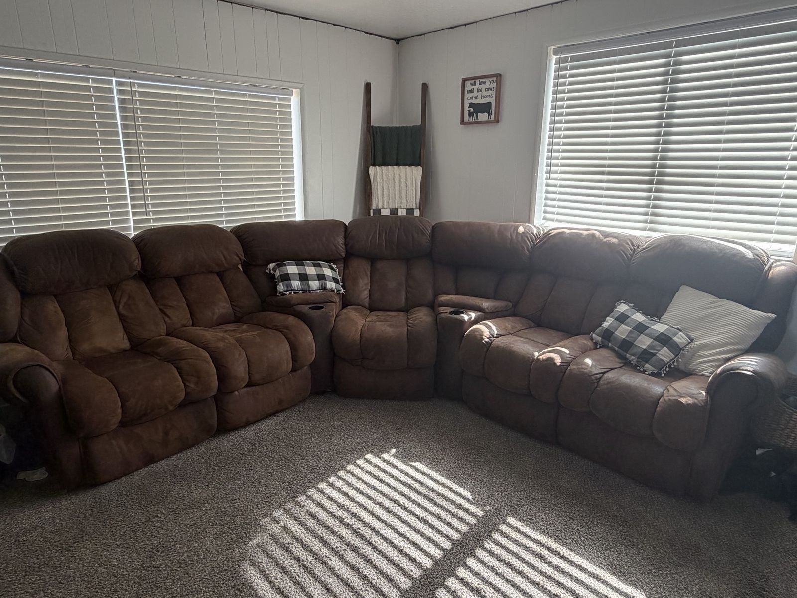 Brown microfiber sectional
