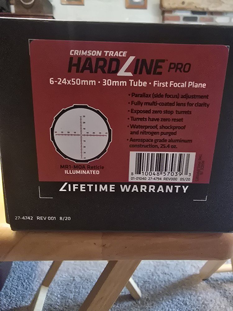 Crimson Trace Hardline Pro 6-24x50mm FFP Illuminated MR1-MOA Reticle Rifle Scope