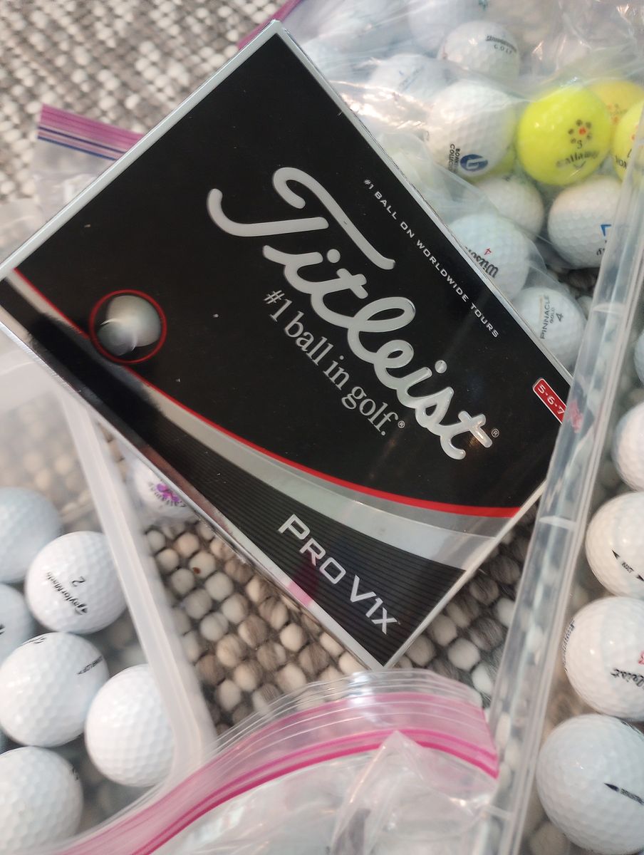 Titles pro V1, taylormade, and some random golf balls