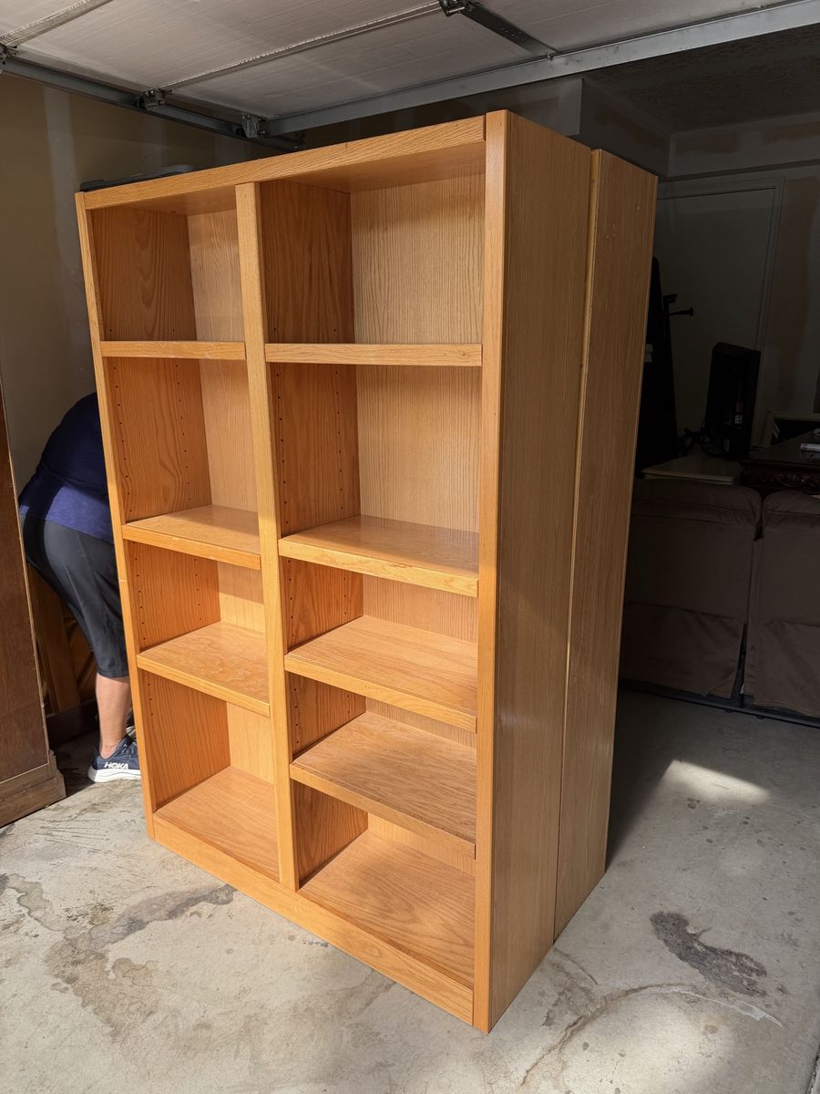 Oak Finish Bookcase/Storage Unit - Large Adjustable Shelves set of three 72”