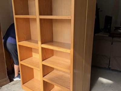 Oak Finish Bookcase/Storage Unit - Large Adjustable Shelves set of three 72”