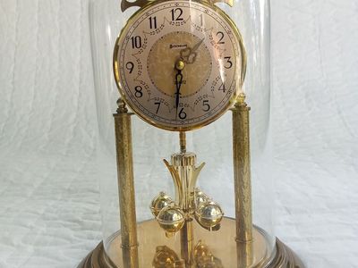Vintage Benchmark Anniversary Clock with Glass Dome