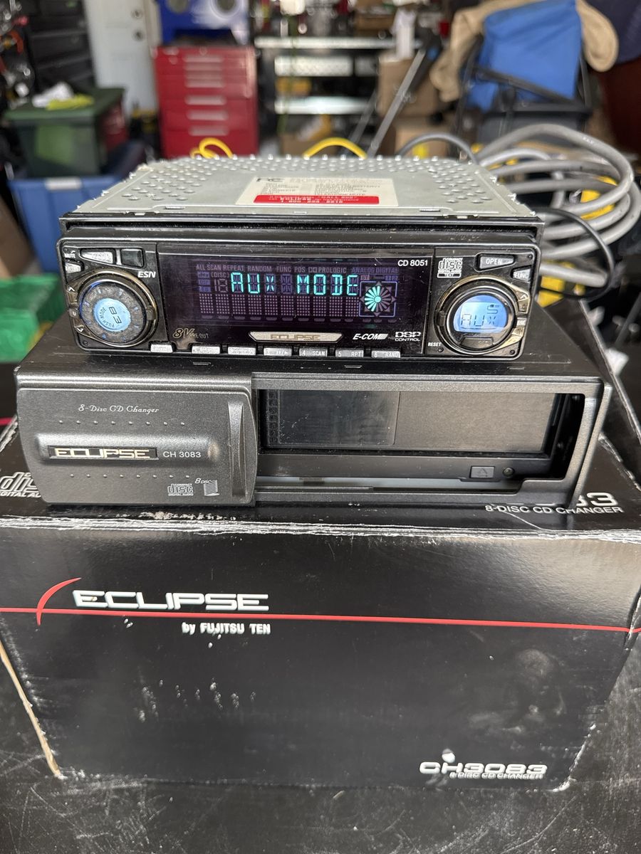 Eclipse by Fujitsu Ten CD8051 Vintage Single Din Car Stereo with CH3083 8 Disc CD Changer. 