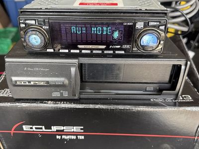 Eclipse by Fujitsu Ten CD8051 Vintage Single Din Car Stereo with CH3083 8 Disc CD Changer.