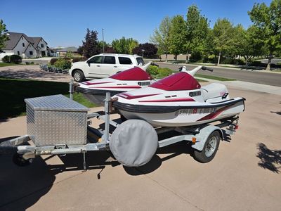 2 Yamaha WaveRunner III Jet Skis w/ Trailer, Storage Box & Dollies