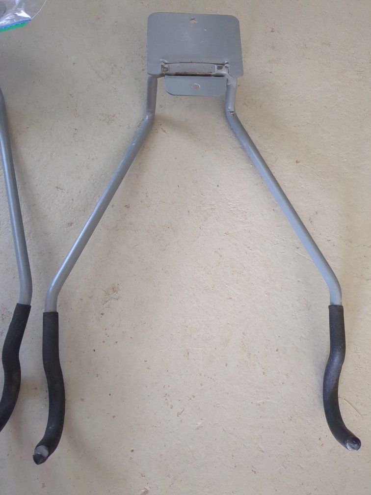 Bike Wall Mount Storage Hooks / Hangers - Gray Metal with Hardware Bag