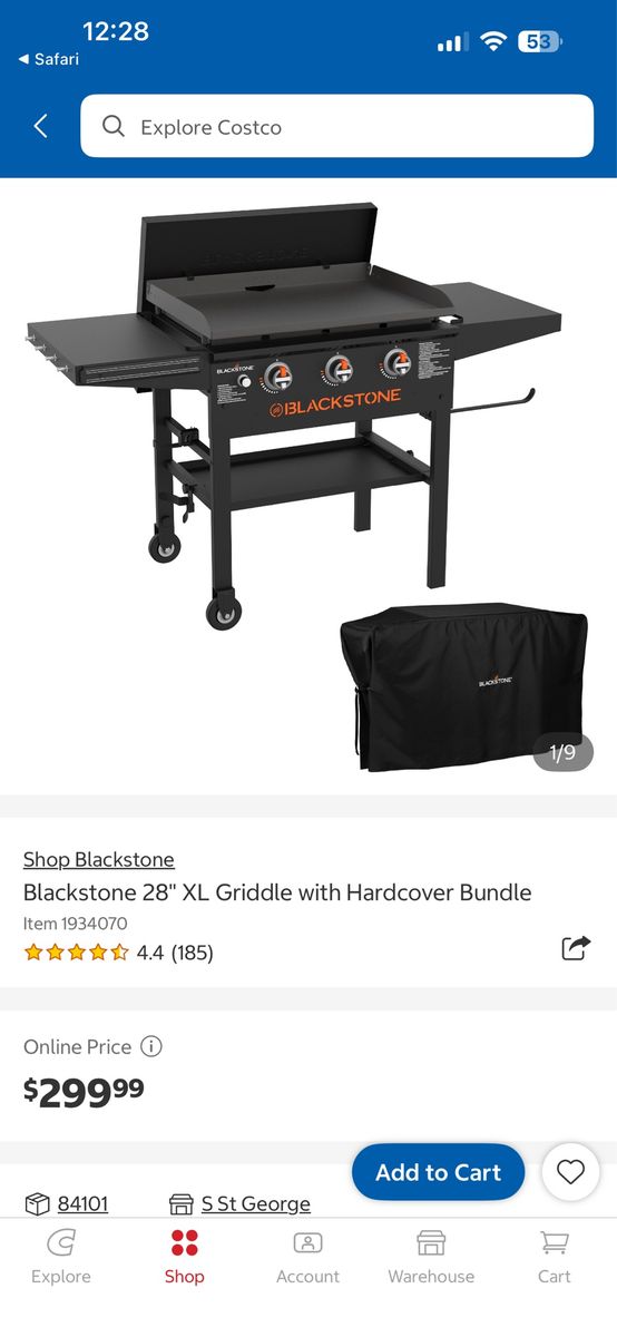 Blackstone 28" XL Griddle with Hardcover Bundle - 3 Burner Propane Griddle Cooktop