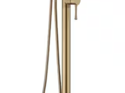 NEW Singe-Handle Freestanding Floor Mount Tub Faucet with Hand Shower in Brushed Gold