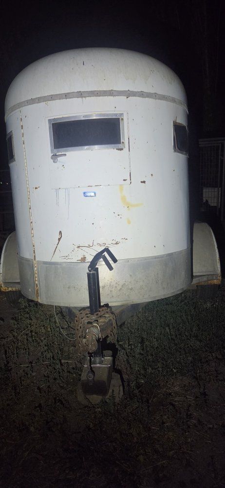 Used White Horse Trailer - Two Horse Slant Load Trailer