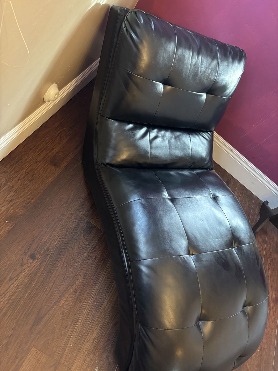 Black Faux Leather Couch