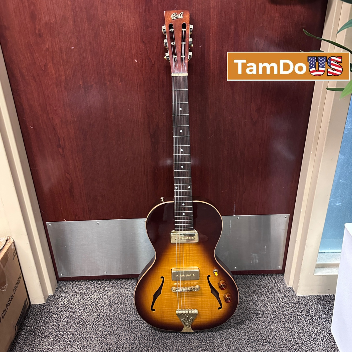 B&G Little Sister Crossroads Non-Cutaway P90 Tobacco Burst Hollow Body Guitar