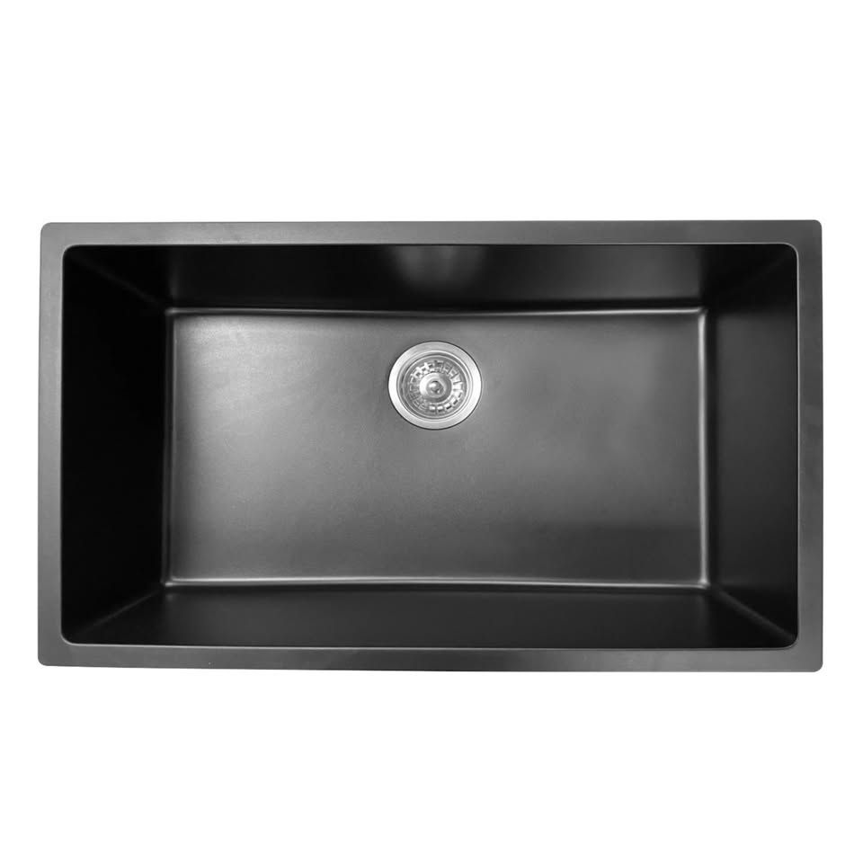 30" Black Quartz Modern Kitchen Sink