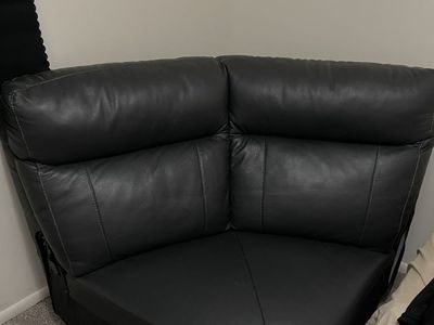Black Leather Sectional Corner Piece - Modular Sofa Seating