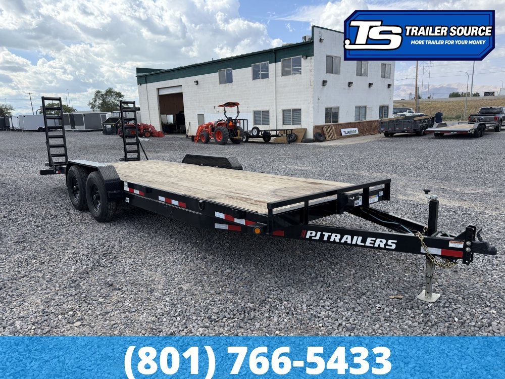 7x22 PJ Trailers CD Equipment Trailer - 14K GVWR - Stand Up Ramps