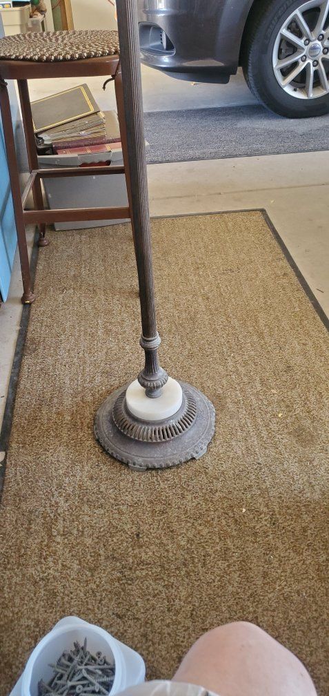 Vintage Metal Floor Lamp Base with Marble Accent -