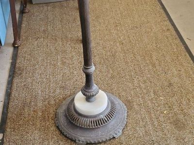 Vintage Metal Floor Lamp Base with Marble Accent -