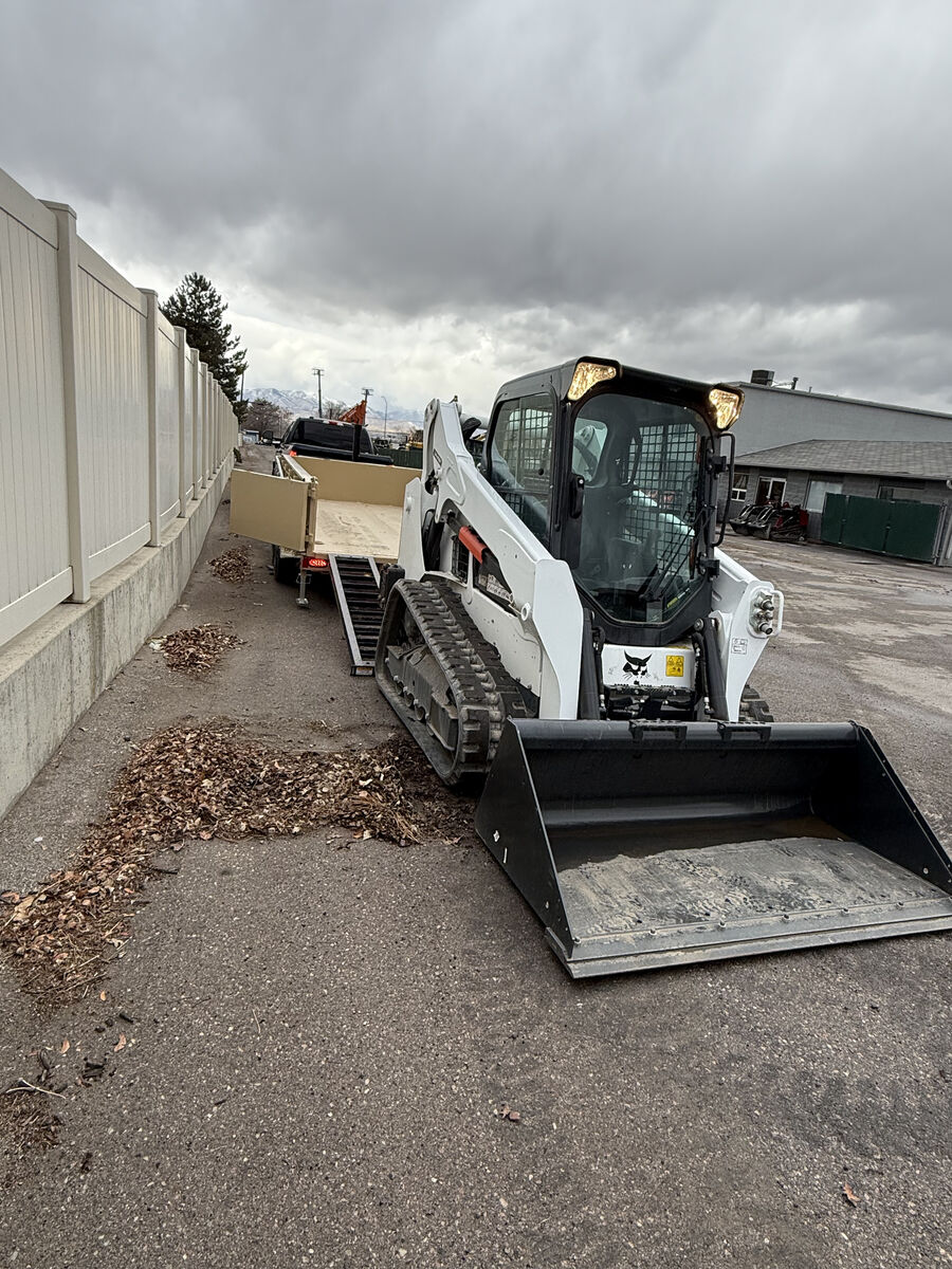 Bobcat Track skid combo. Dump trailer and machine combo. See description for details. Half day available