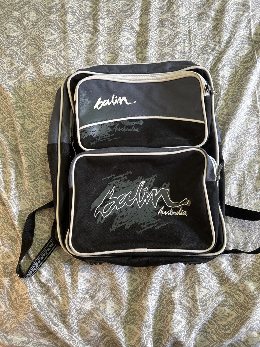 Balin Australia Backpack - Gray & Black with White Piping, Surf-Inspired Design