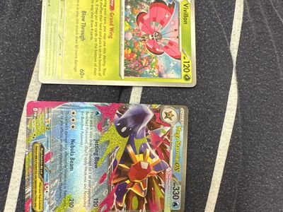 Pokemon TCG Mega Swampert EX 330 HP & Vivillon 120 HP Grand Wing Cards