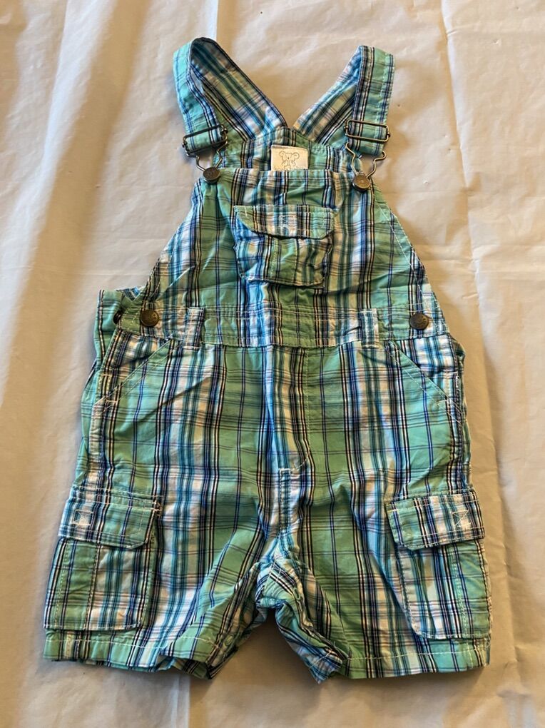 Vintage 2013 Koala 24 Months Plaid Shorts Overalls