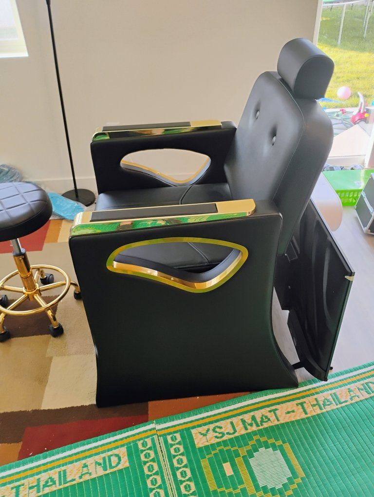 Hicomony Pedicure Chair No Plumbing, Reclining Pedicure Station for Nail Tech with Retractable Bath and Adjustable Legrest, Roll