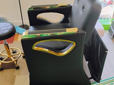 Hicomony Pedicure Chair No Plumbing, Reclining Pedicure Station for Nail Tech with Retractable Bath and Adjustable Legrest, Roll