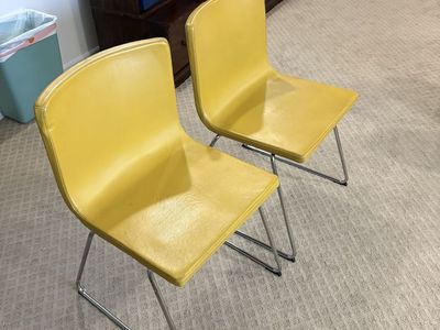 Set of 2 Modern Yellow Dining Chairs with Chrome Legs - Sleek & Stylish Seating
