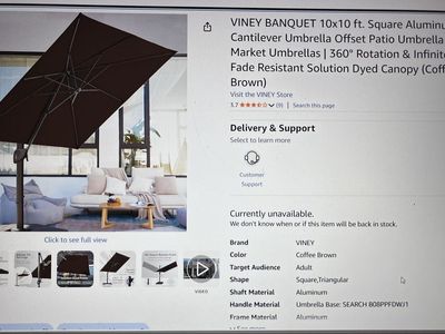 10x10’ Square Cantilever Umbrella - Brown