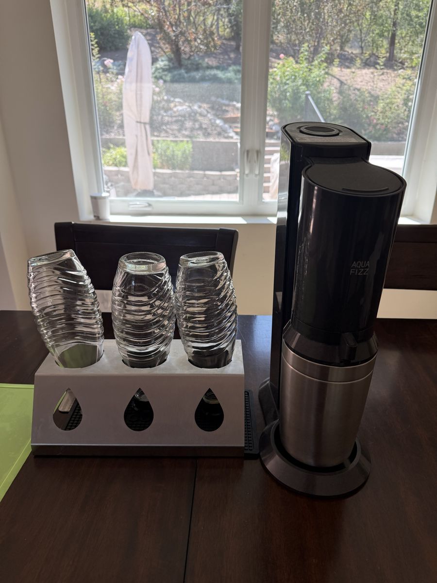 SodaStream Aqua Fizz Sparkling Water Maker with 3 Glass Carafes and Drying Rack