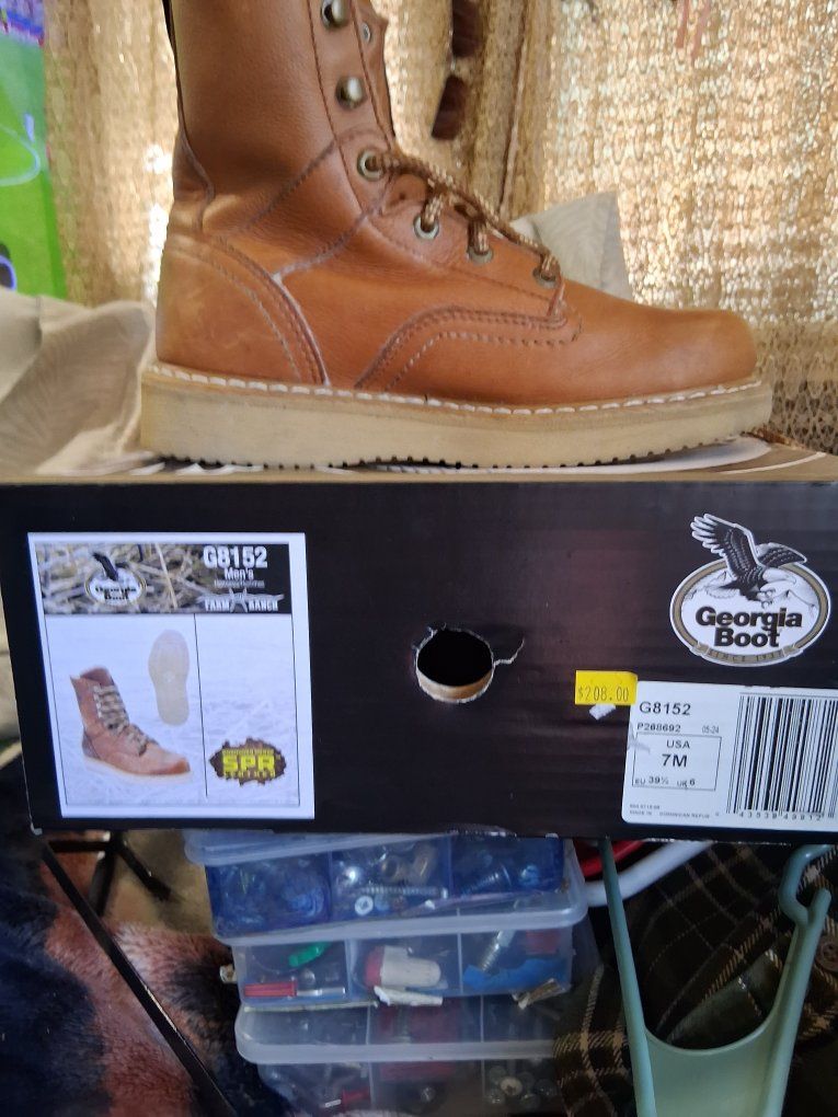 Georgia Boot GB152 Farm & Ranch Men's Work Boots - Tobacco Leather, Size 7M