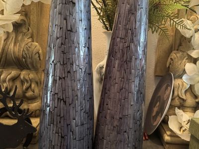 Restoration Hardware RH Pane 2-Piece Ceramic Stones Vase Set Pristine Rare!!was $1040!!