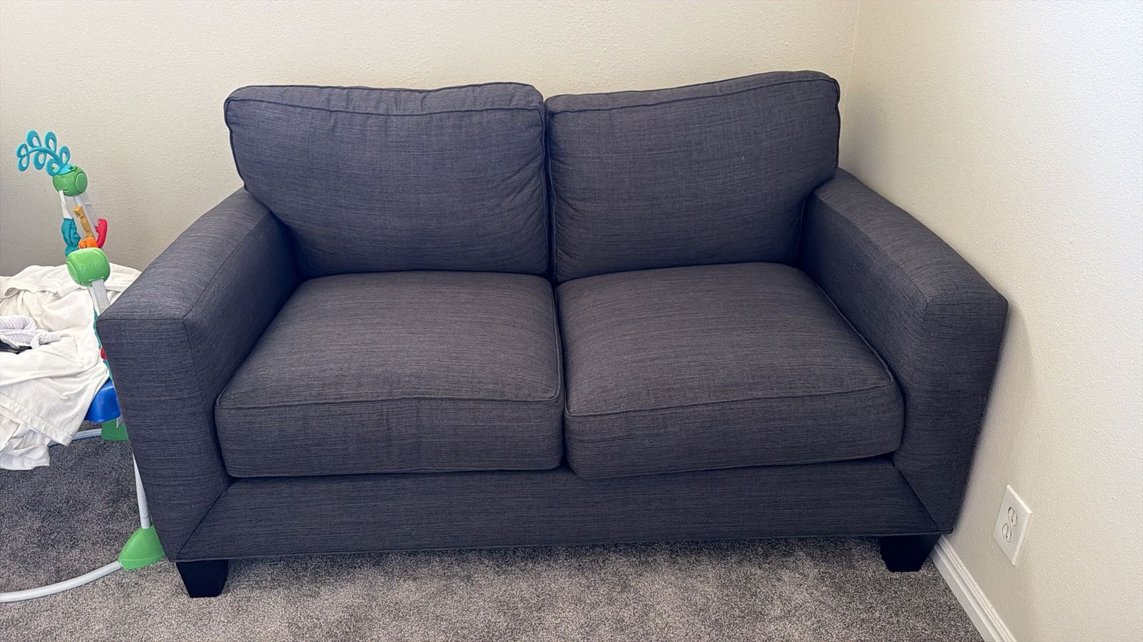 Dark Gray Fabric Two-Cushion Loveseat Sofa
