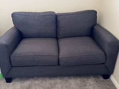 Dark Gray Fabric Two-Cushion Loveseat Sofa