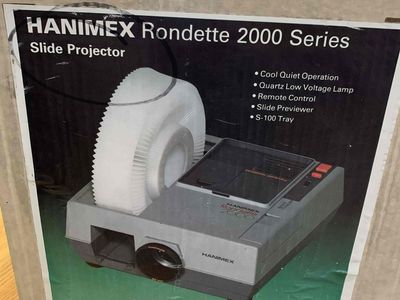 Hanimex Rondette 2000 Series Slide Projector - Remote Control, Slide Previewer, S-100 Tray