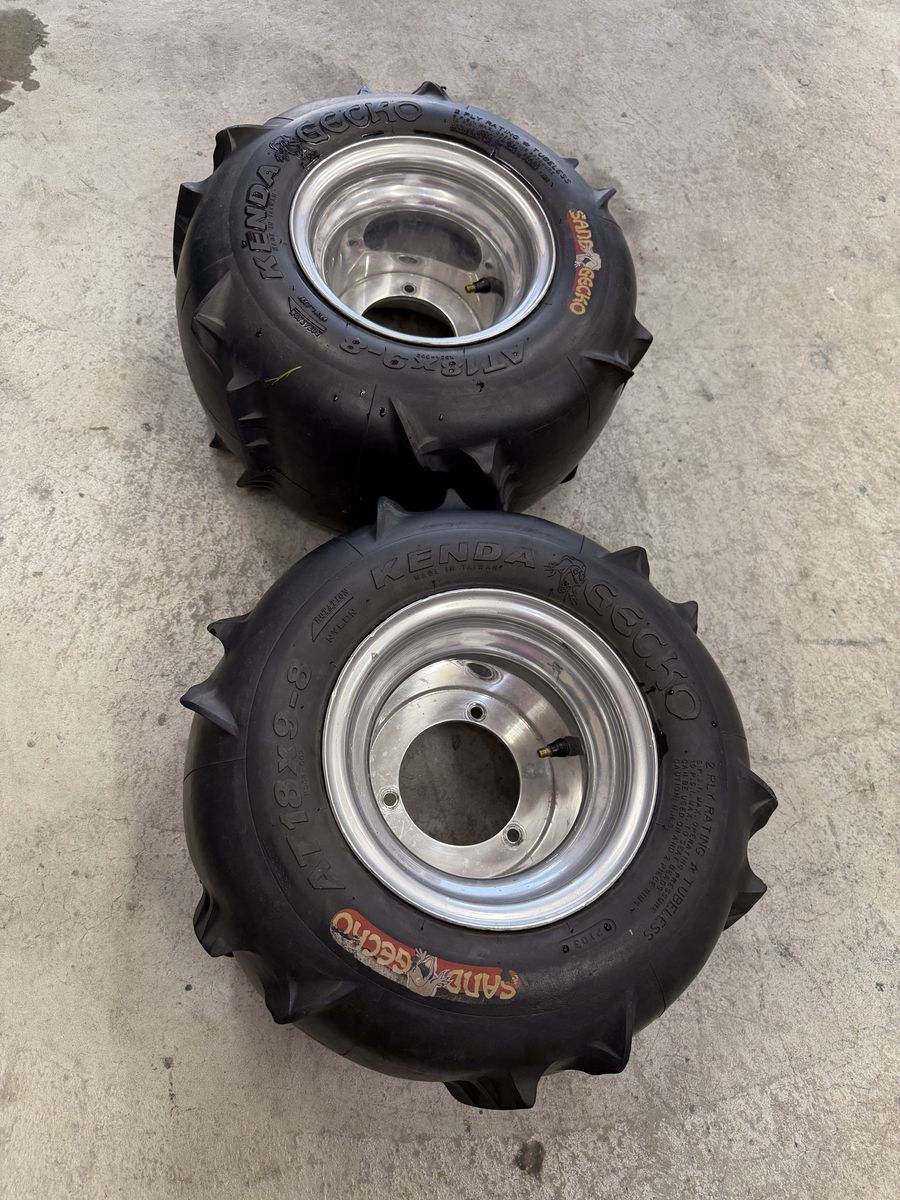 Kenda Sand Gecko AT18x9-8 Paddle Tires with Aluminum Rims Set of 2