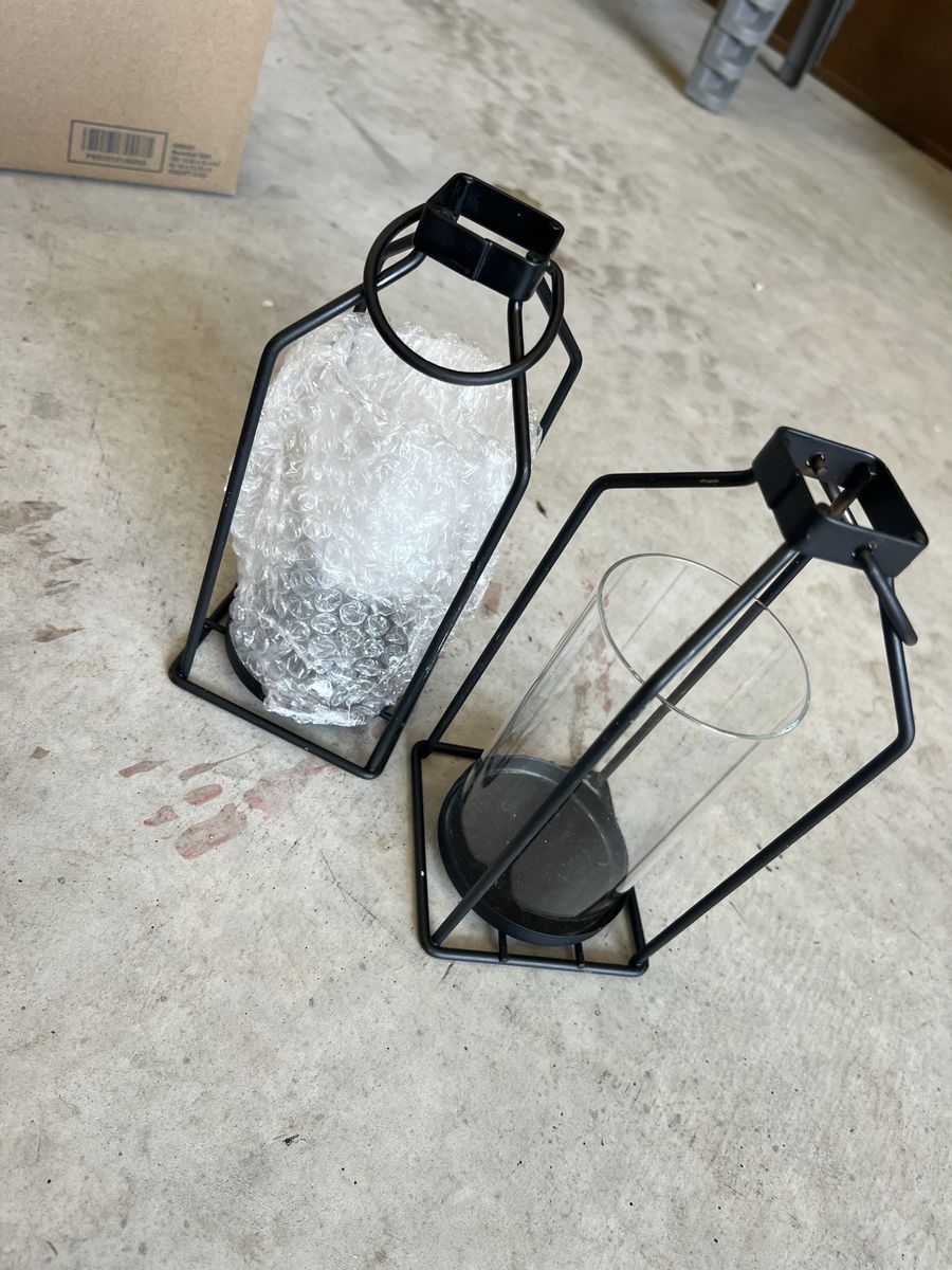 Metal, black table top lanterns