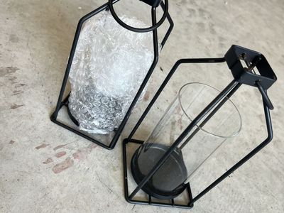 Metal, black table top lanterns