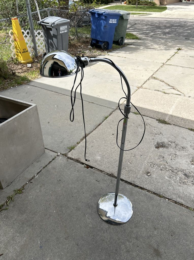 Vintage Gooseneck Adj. Chrome Floor Lamp
