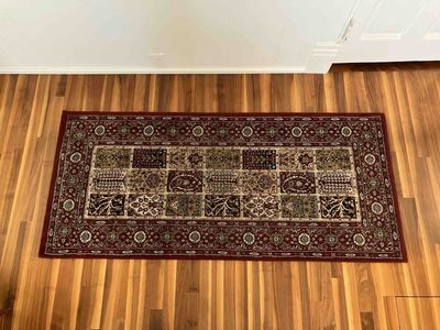IKEA Small Runner Rug - Valby Ruta, Maroon/Beige/Olive, 31 X 71