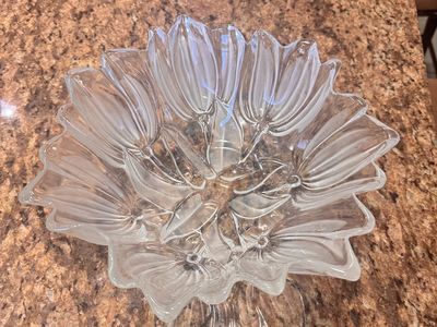 Crystal glass tulip and Winter rose serving bowls