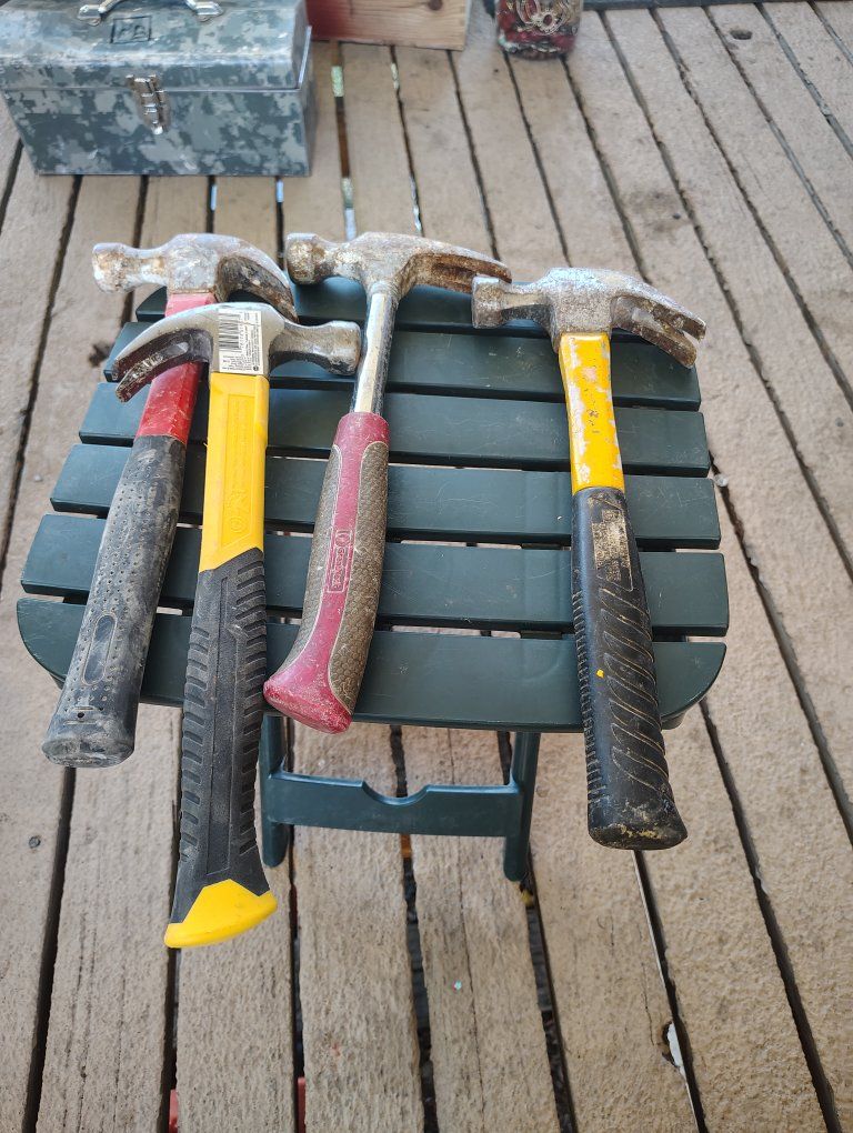Lot of 4 Used Claws Hammer Tools - Mixed Brands
