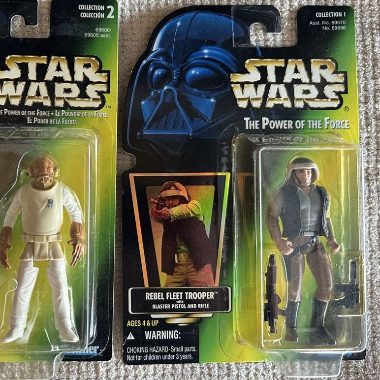 90’s Vintage Star Wars Kenner Action Figure Green Card Rebel Fleet Trooper Blaster Pistol and Rifle (Power of the Force)