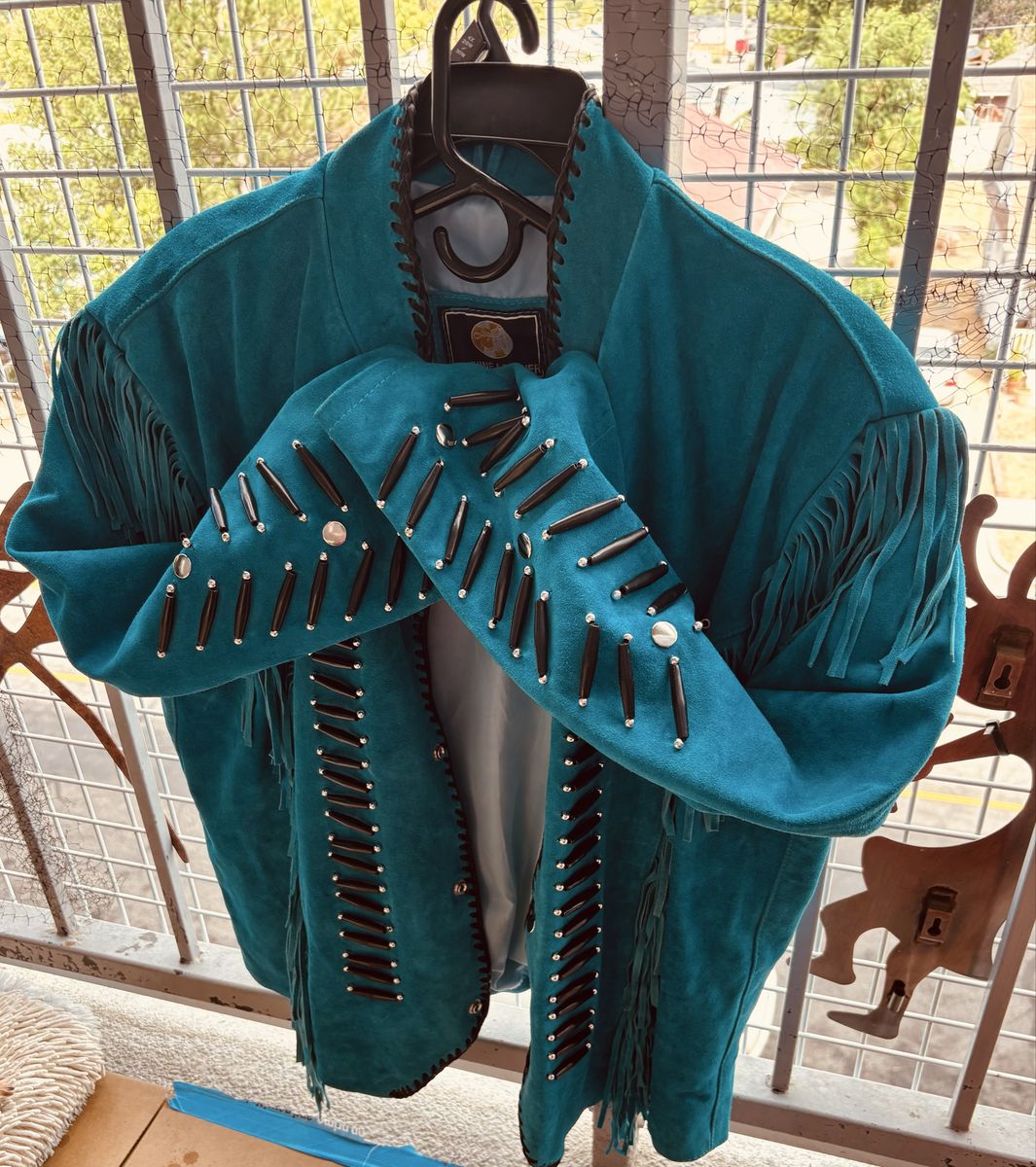 Teal Suede Fringe Jacket