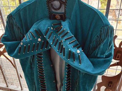 Teal Suede Fringe Jacket
