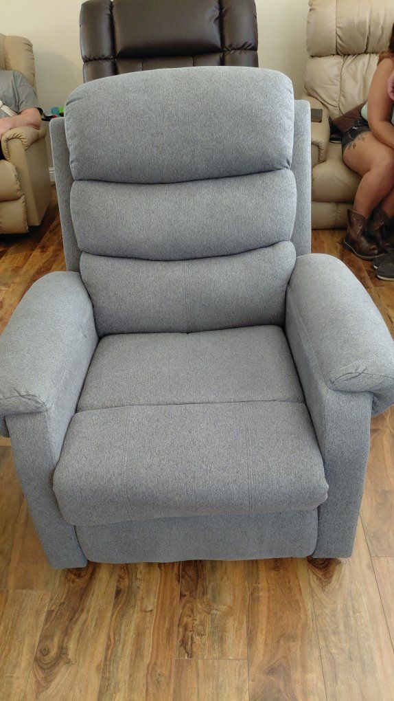 Gray Fabric Power Lift Recliner Chair - Electric Reclining Assistance