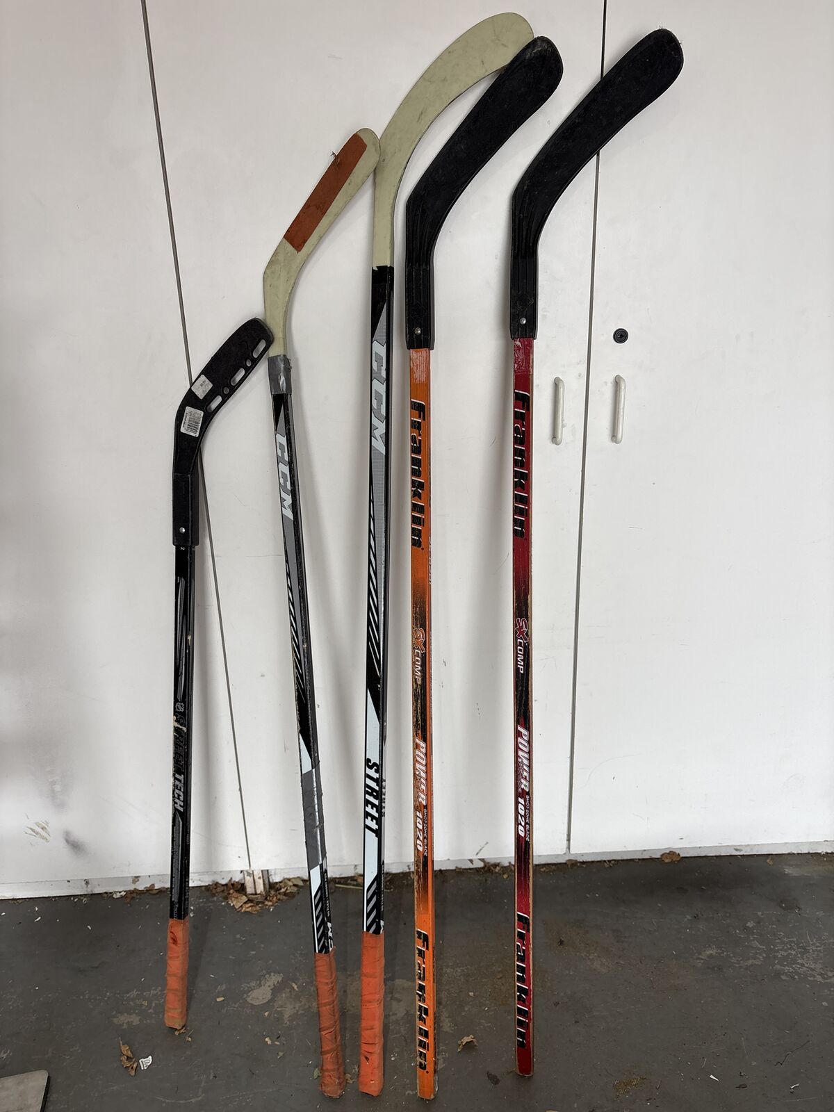 Five hockey sticks